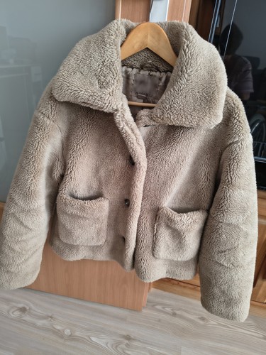 Teddy jacke braun beige - gr.36, braun/beige