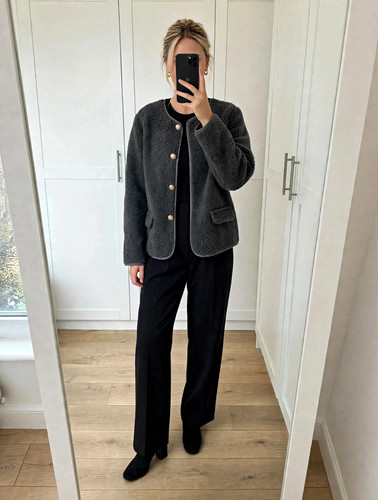 Bouclé jacke damen grau - jacke,